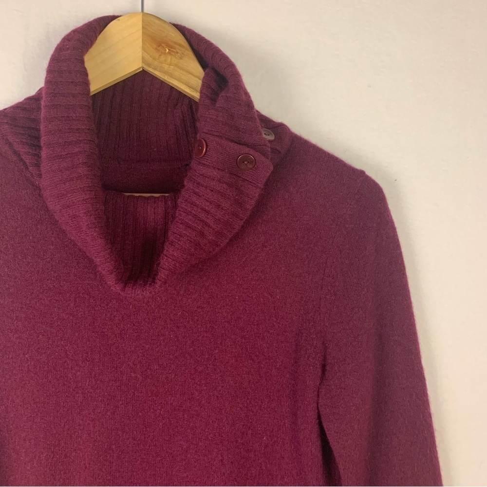 Nordstrom 100% Cashmere Burgundy Red Cowl Neck Sweater Holiday Classic Luxury - Picture 4 of 6